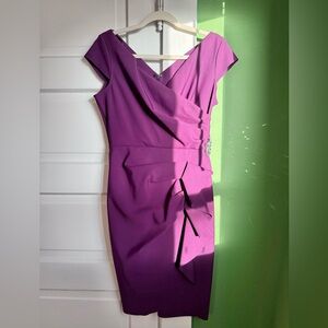 NWOT Alex Evenings V-Neck Purple Midi Dress